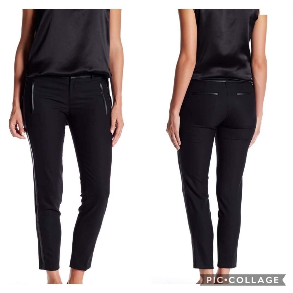 Vince Black Piped Wool Blend Trouser Pants Size 8
